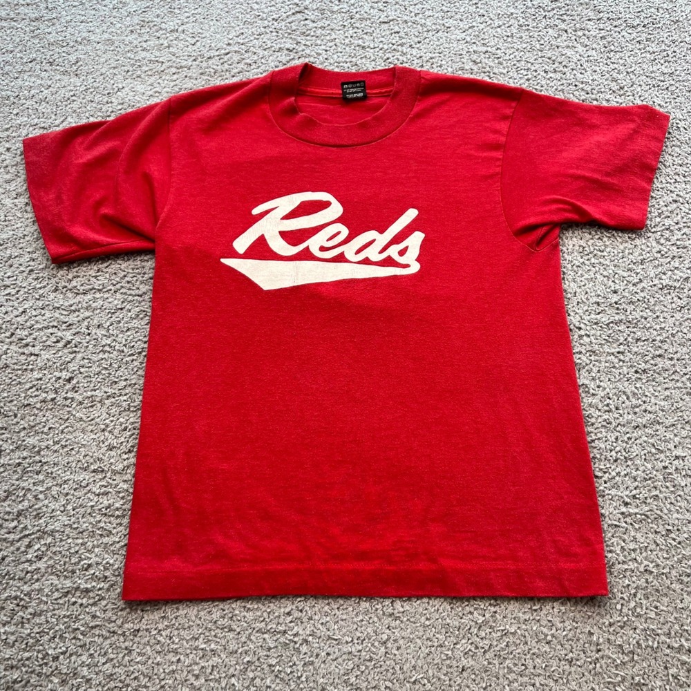 Vintage 80s Screen Stars Best Cincinnati Reds Single Stitch Youth T-Shirt 14-16